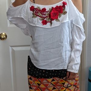 off shoulder white blouse